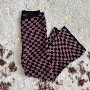 La Hearts Black and Mauve Checkered Flare Pants